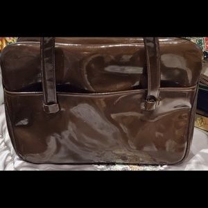 Astrid patient leather chocolate brown handbag